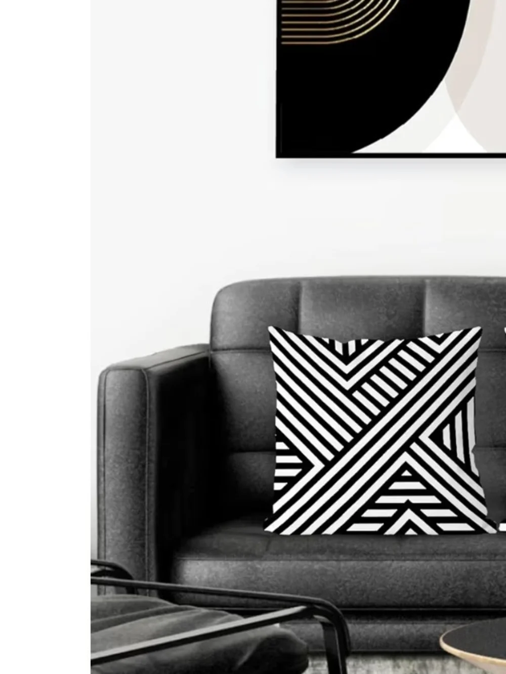 Black & White Geometric Stripe Pillow Cover - 22 X 22 One